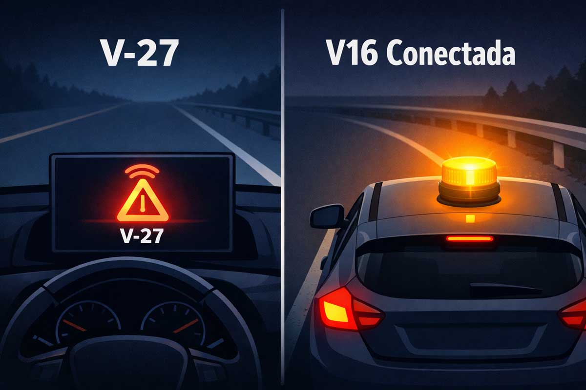 Baliza v27 DGT (triángulo virtual) frente a baliza V16 conectada obligatoria en 2026