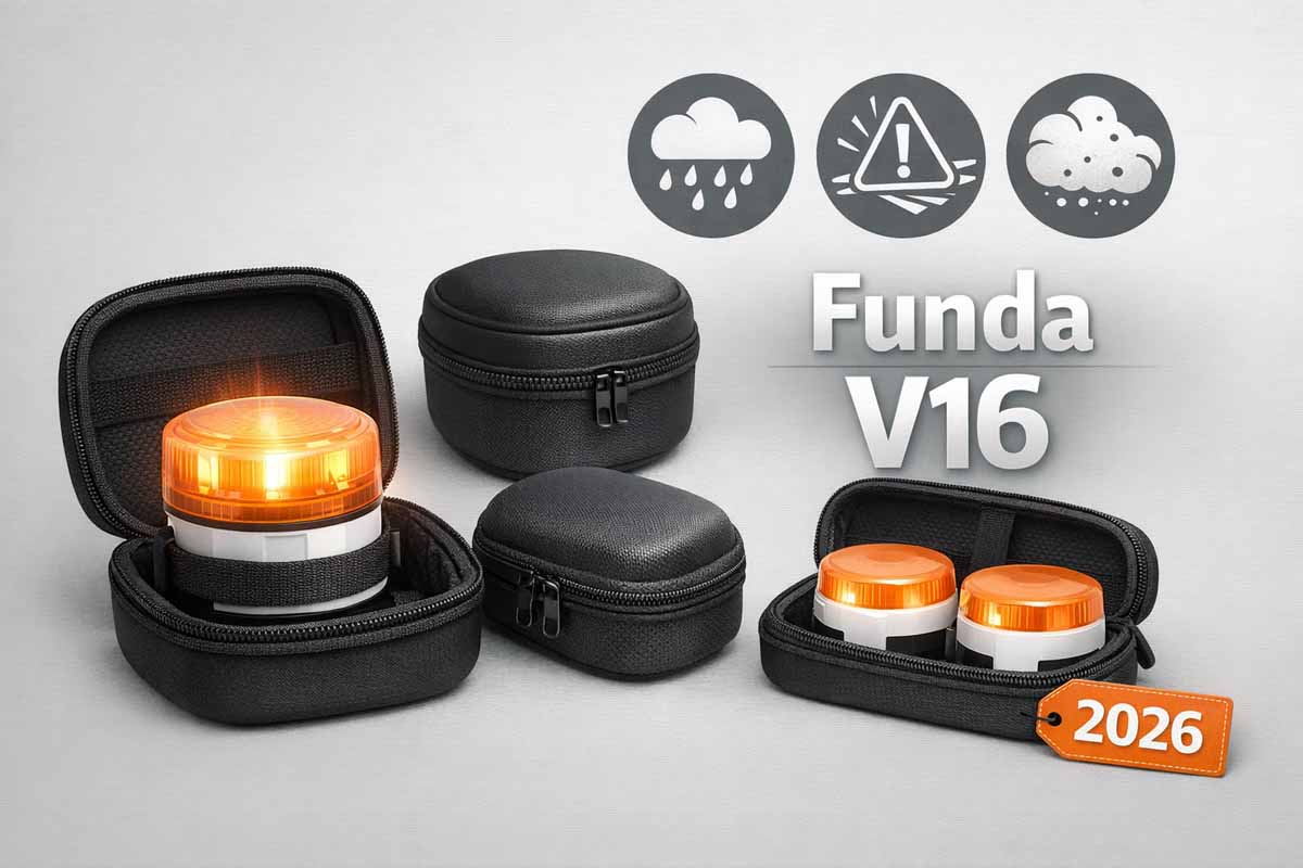 Funda baliza V16 rígida y EVA para proteger la luz de emergencia homologada y tenerla lista para 2026