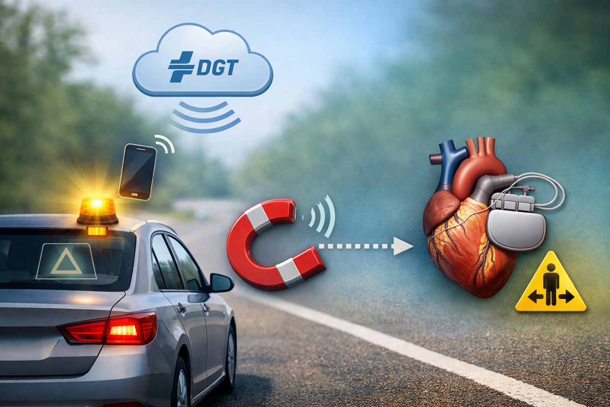 Baliza V16 y marcapasos: distancia segura del imán al usar la baliza en el techo del coche